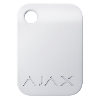 Захищений безконтактний брелок Ajax Tag white для клавіатури KeyPad Plus