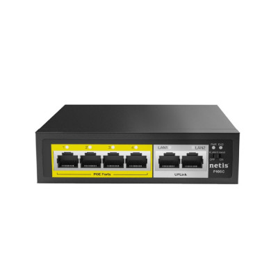 Некерований 6-портовий PoE комутатор Netis P106C з 4 портами PoE