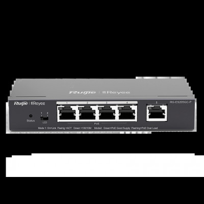 RG-ES205GC-P 5-портовий гігабітний інтелектуальний POE комутатор Ruijie RG-ES205GC-P 5-портовий гігабітний інтелектуальний POE комутатор Ruijie