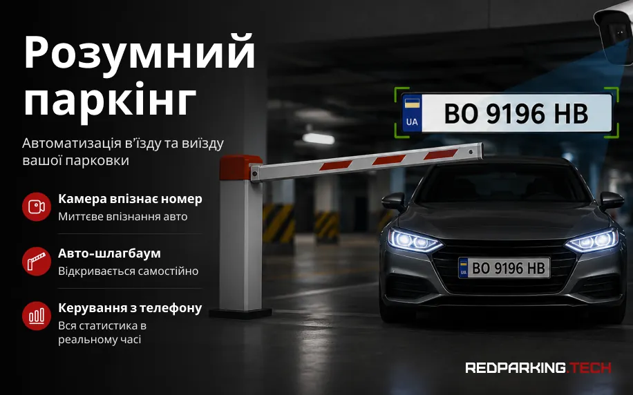 Паркінг «Плюс» — розпізнавання номерів — банер