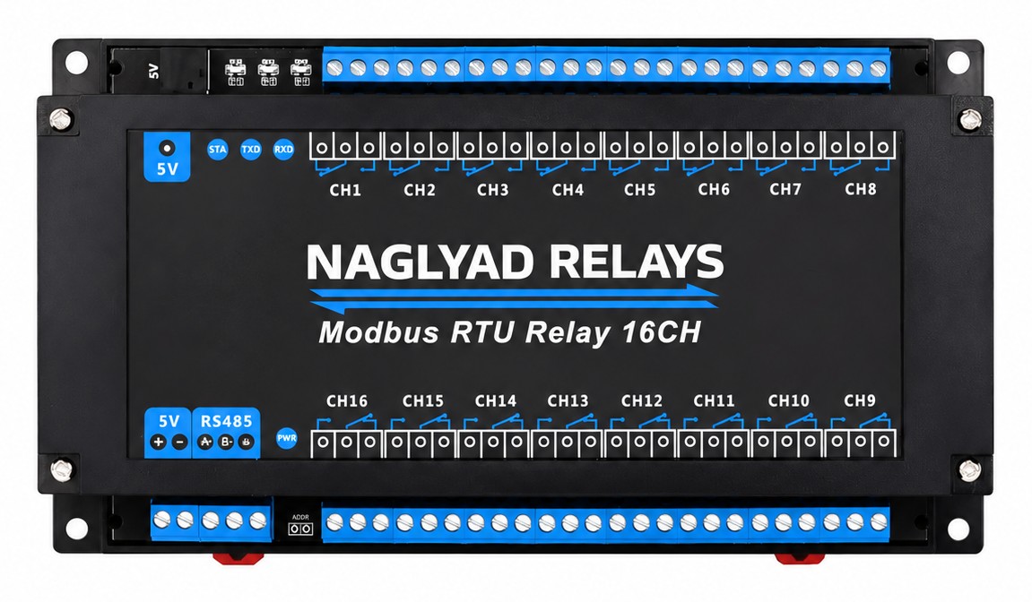 Релейний модуль N-RELAYS — 16 каналів, Ethernet / PoE, Modbus TCP та RTU, DIN-рейка — фото 1